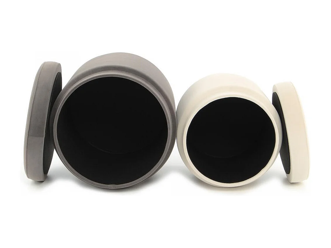 Tabouret semi artisanal LOT DE 2 ZAVE 33x33 gris et ivoire