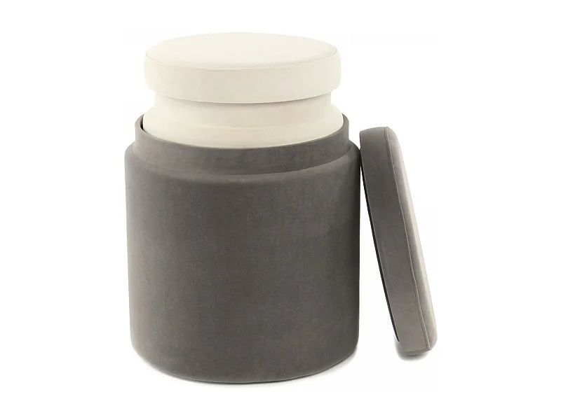 Tabouret semi artisanal LOT DE 2 ZAVE 33x33 gris et ivoire