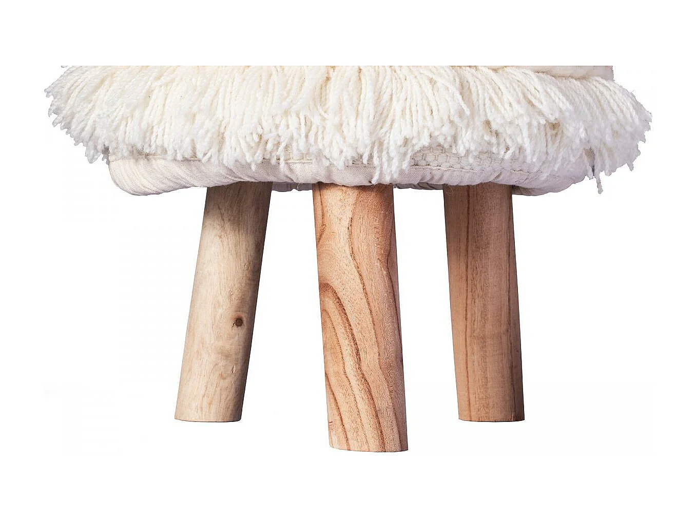 Tabouret semi artisanal en laine ZATI 35x35x47 crème