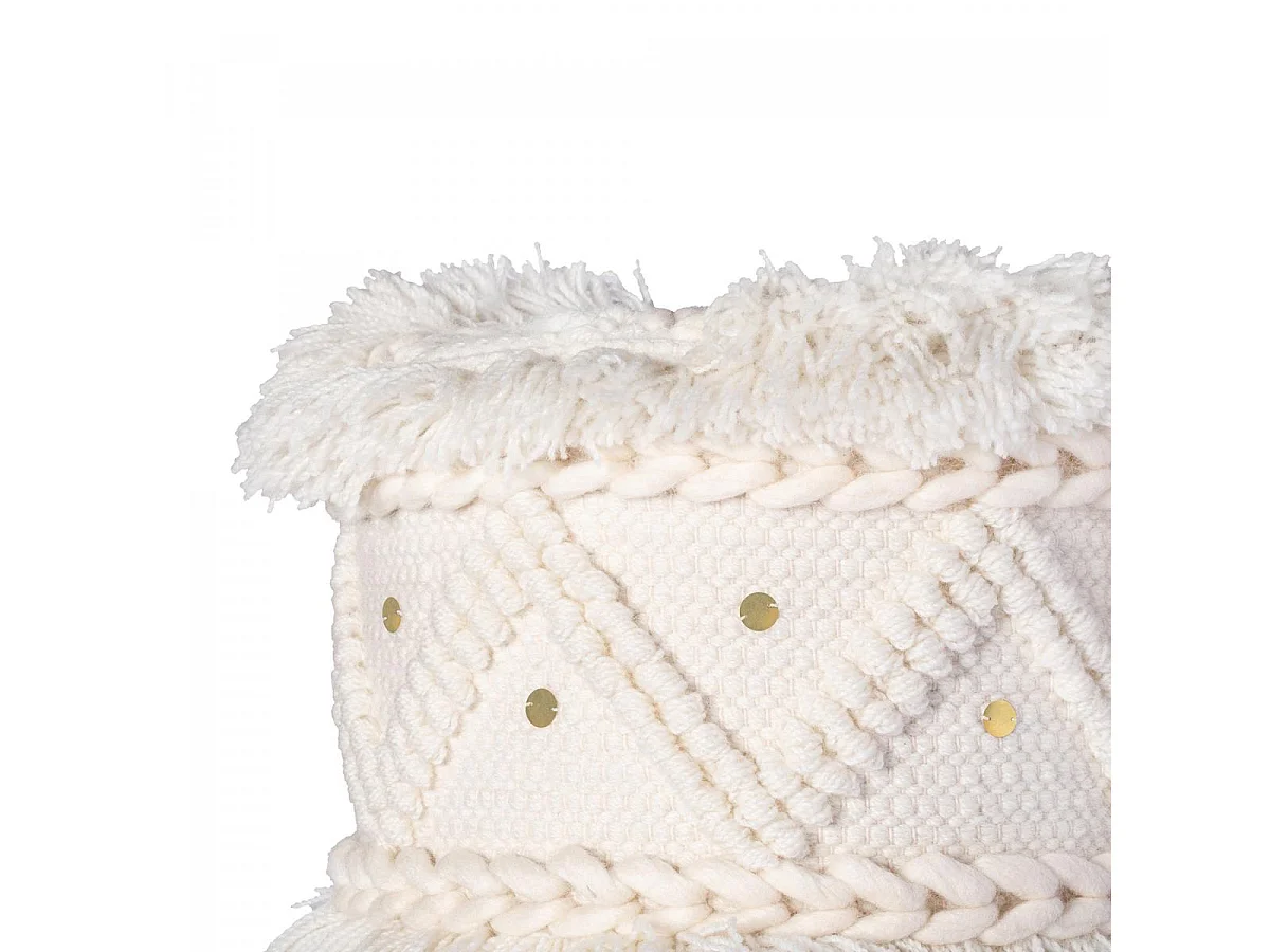 Tabouret semi artisanal en laine ZATI 35x35x47 crème