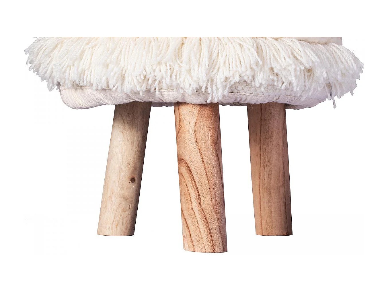 Tabouret semi artisanal en laine ZATI 35x35x47 crème
