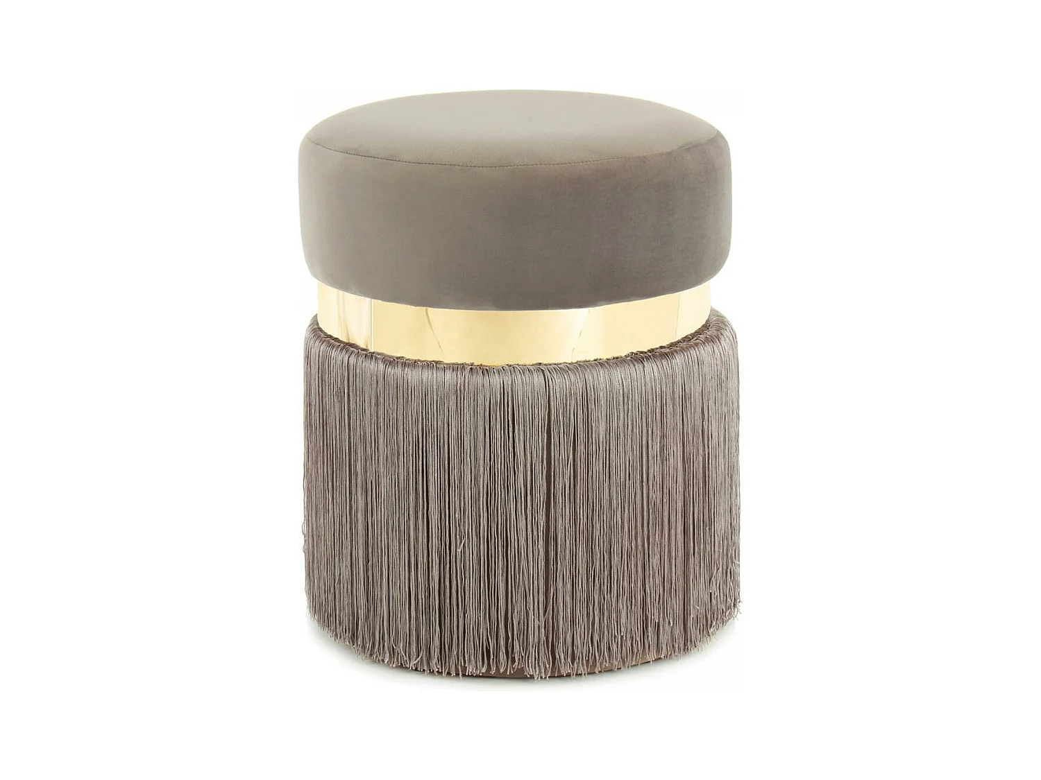 Tabouret semi artisanal ZALE 38x38x45 taupe et or