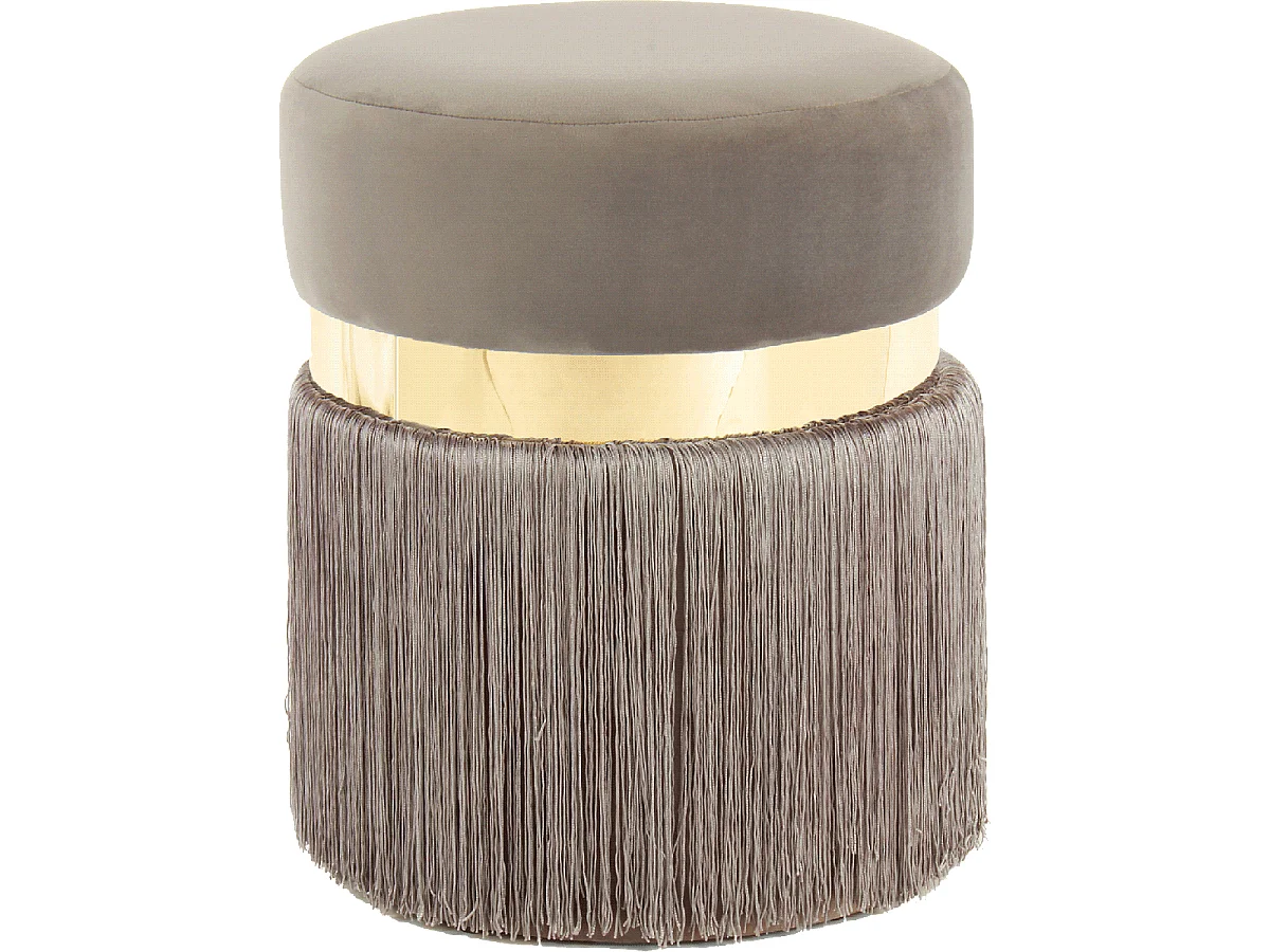 Tabouret semi artisanal ZALE 38x38x45 taupe et or