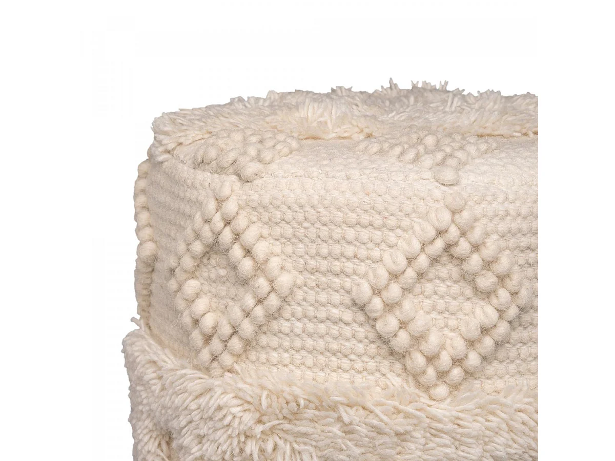 Tabouret semi artisanal en laine ZAFI 35x35x47 naturel