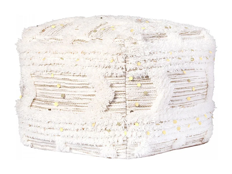 Tabouret semi artisanal en laine ZAXI 50x50x45 crème