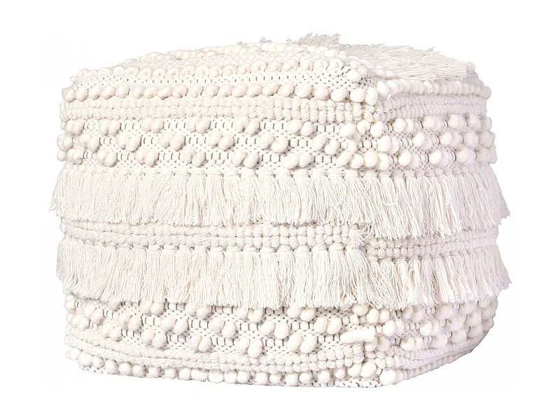 Tabouret semi artisanal en laine ZAVI 35x35x35 naturel