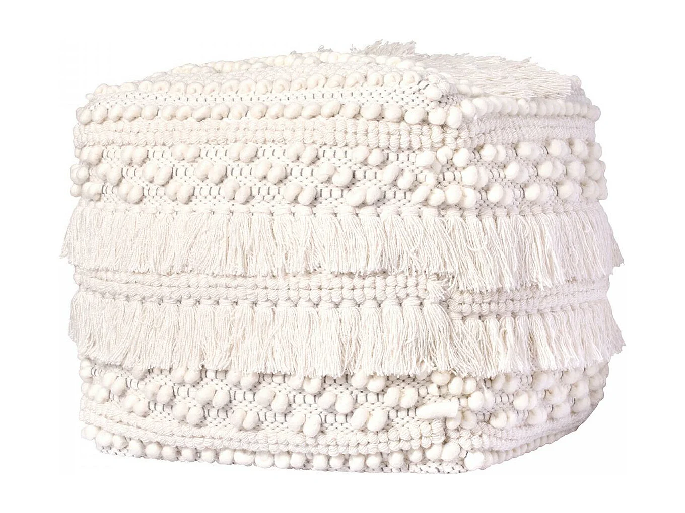 Tabouret semi artisanal en laine ZAVI 35x35x35 naturel