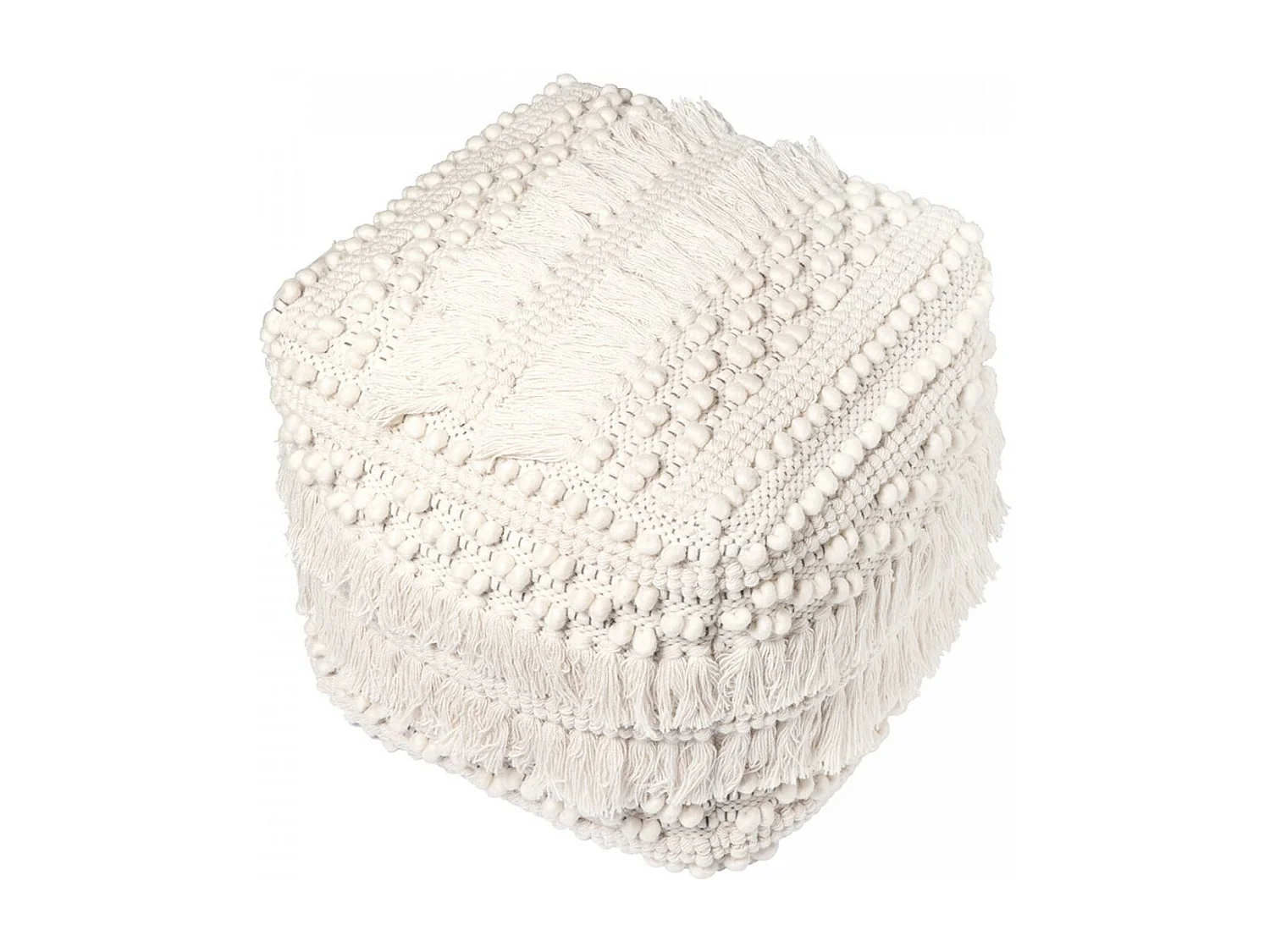 Tabouret semi artisanal en laine ZAVI 35x35x35 naturel