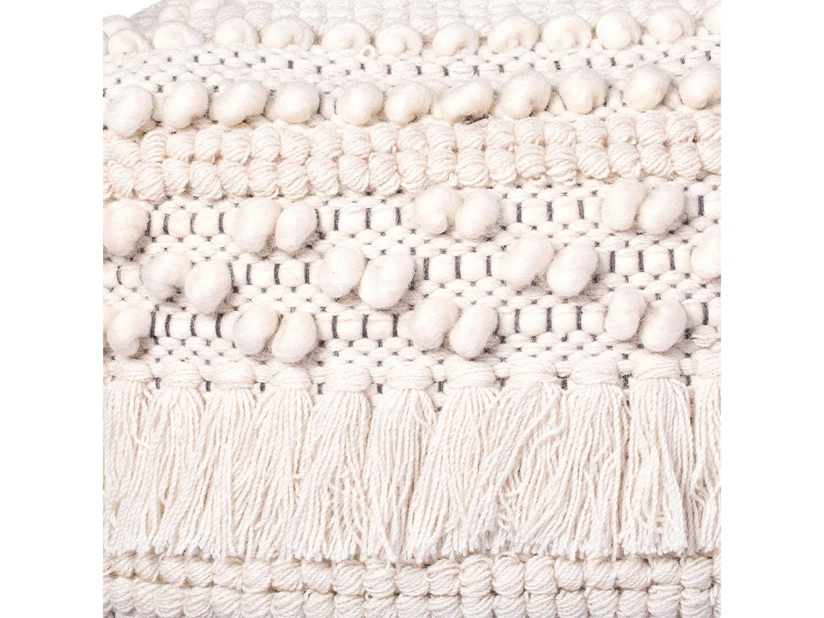 Tabouret semi artisanal en laine ZAVI 35x35x35 naturel