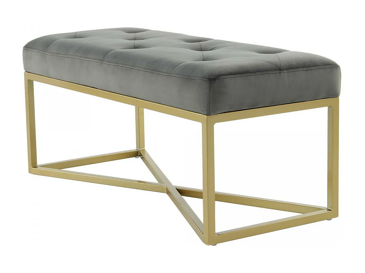 Tabouret semi artisanal ZAXE 90x40x40 gris et or