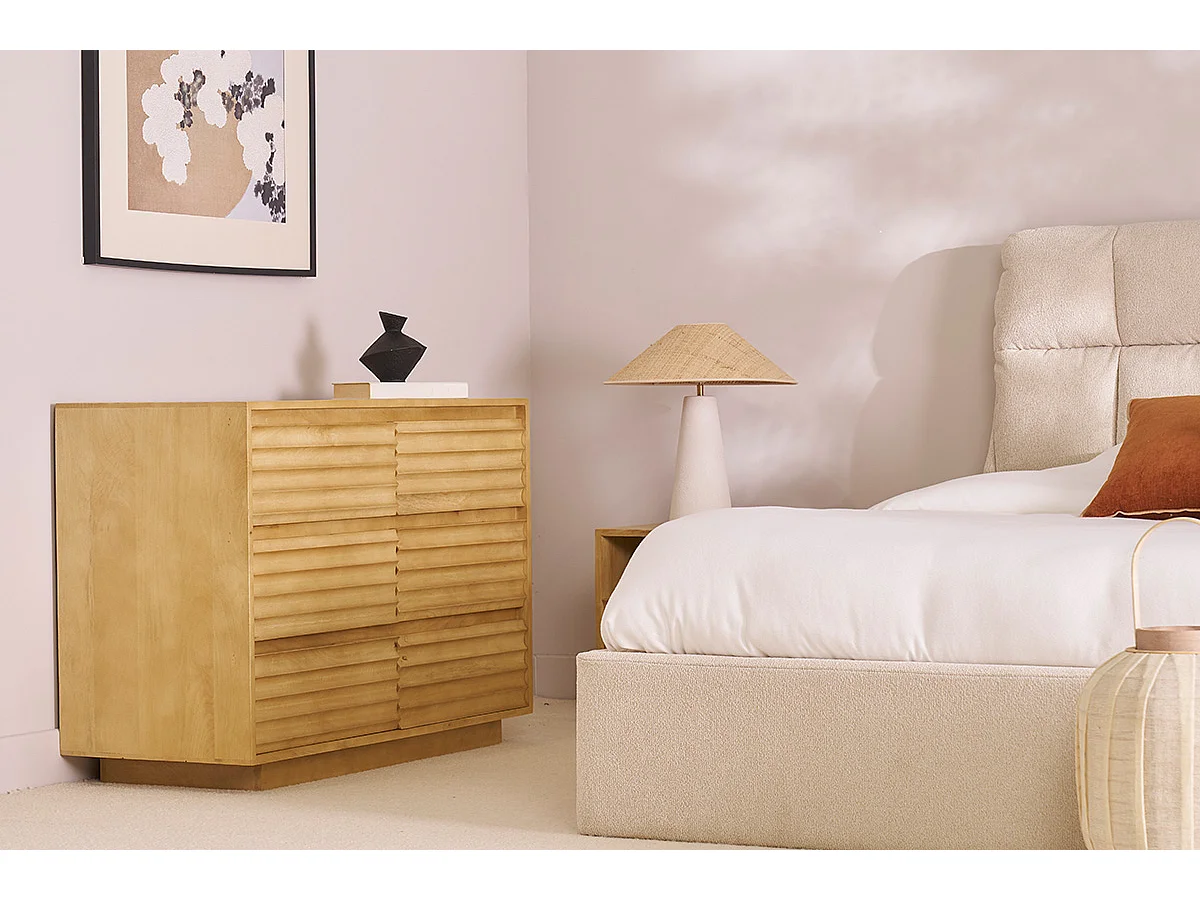 Commode en bois manguier massif 6 tiroirs L110 MATCHA