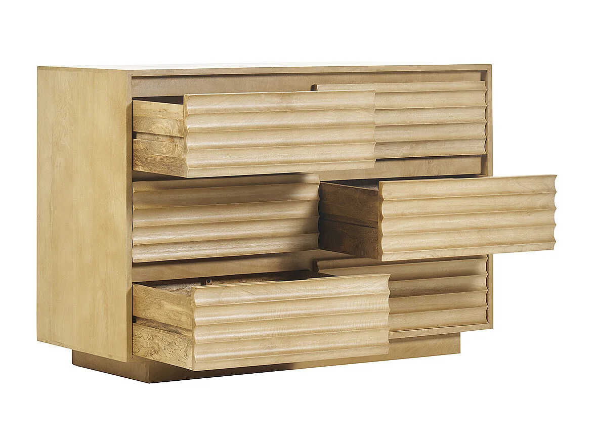 Commode en bois manguier massif 6 tiroirs L110 MATCHA