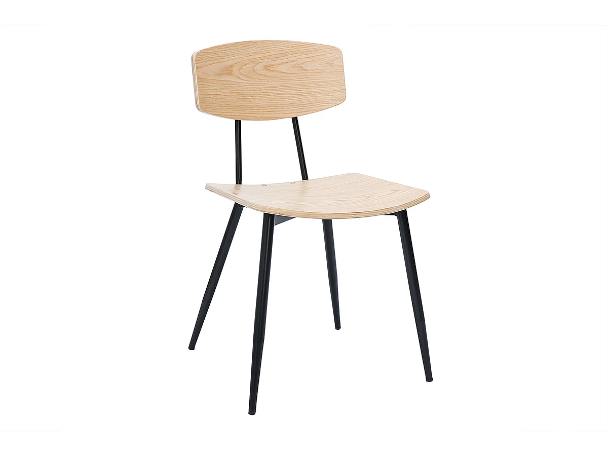 Sillas vintage de roble claro y metal negro (juego de 2) JOLINE