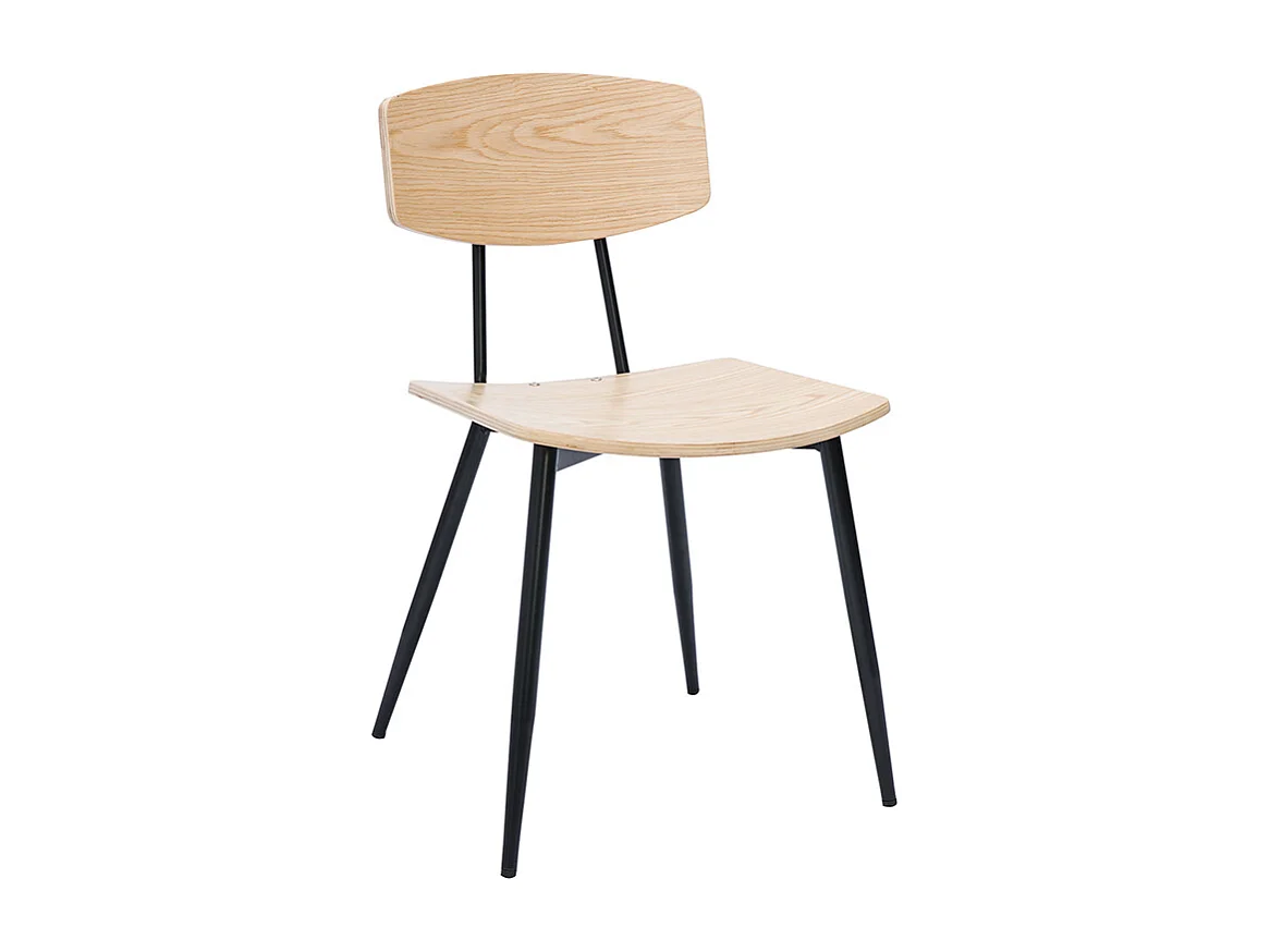 Chaises vintage en bois clair chêne et métal noir (lot de 2) JOLINE