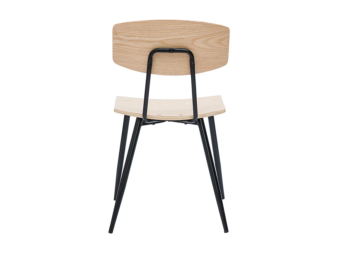 Chaises vintage en bois clair chêne et métal noir (lot de 2) JOLINE