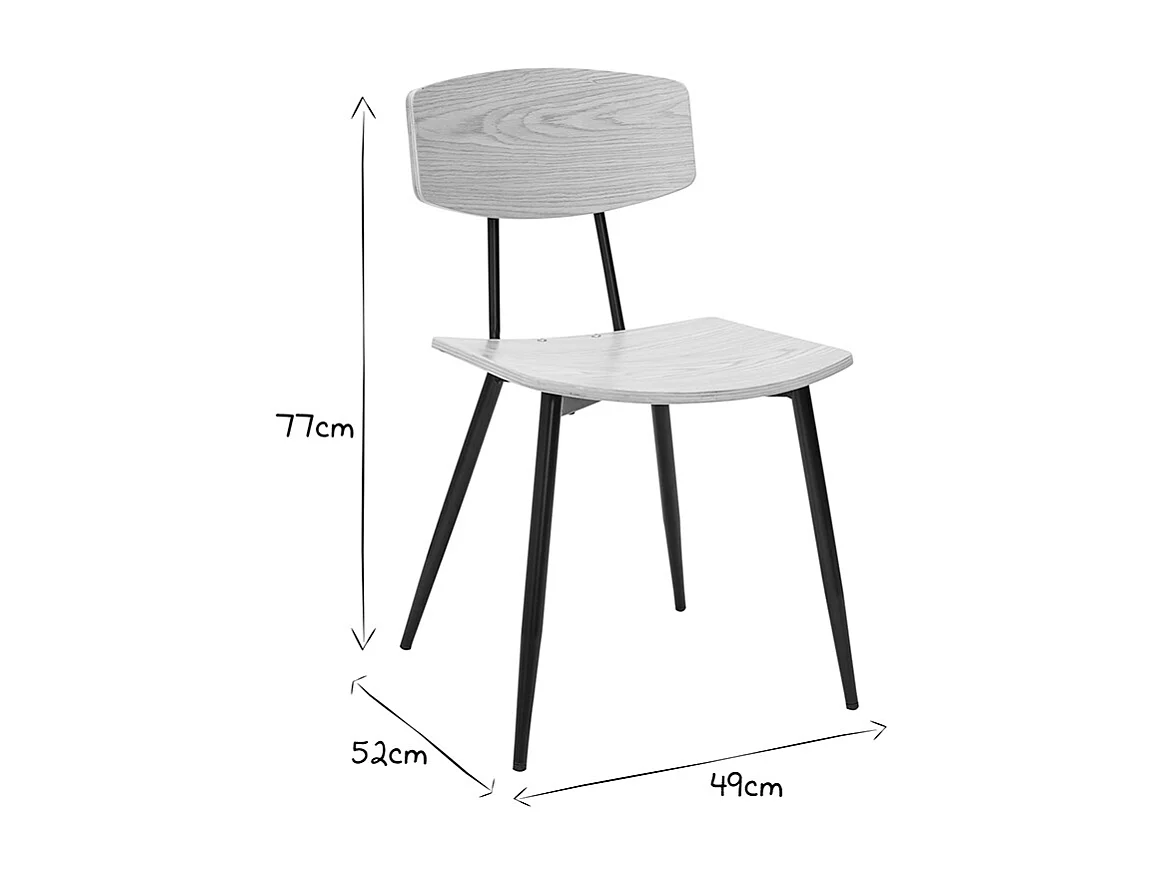Chaises vintage en bois clair chêne et métal noir (lot de 2) JOLINE