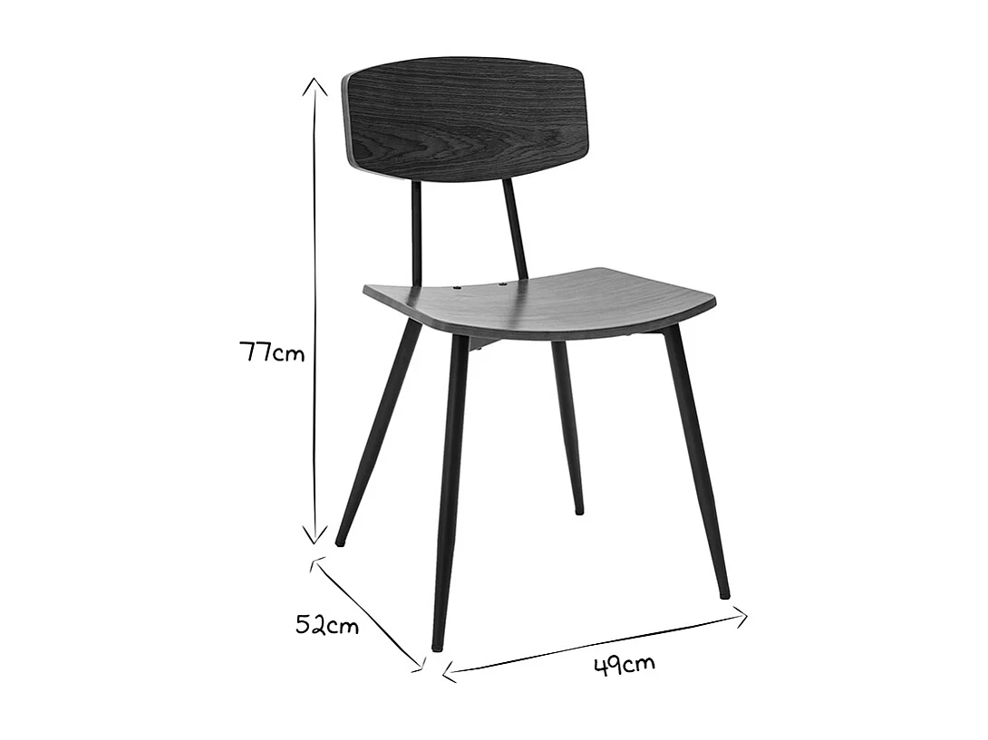 Sillas vintage de madera oscura nogal y metal negro (juego de 2) JOLINE