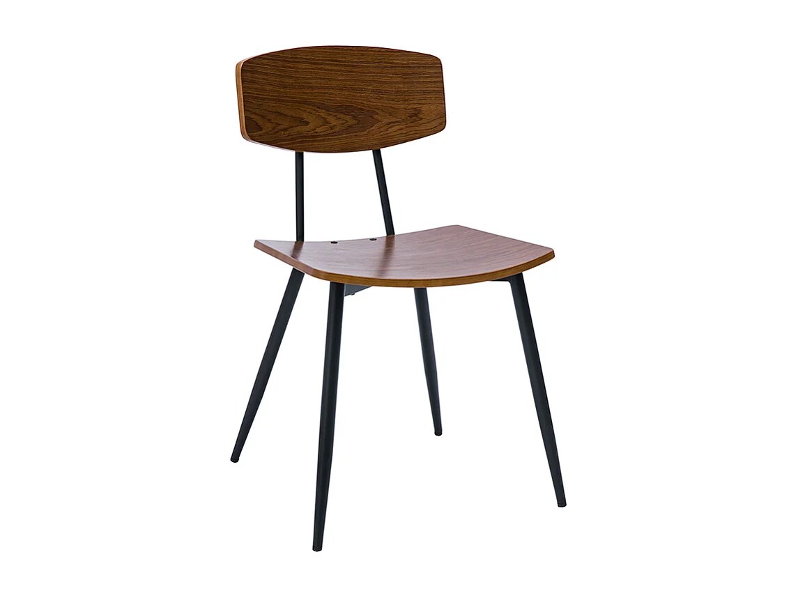 Chaises vintage en bois foncé noyer et métal noir (lot de 2) JOLINE