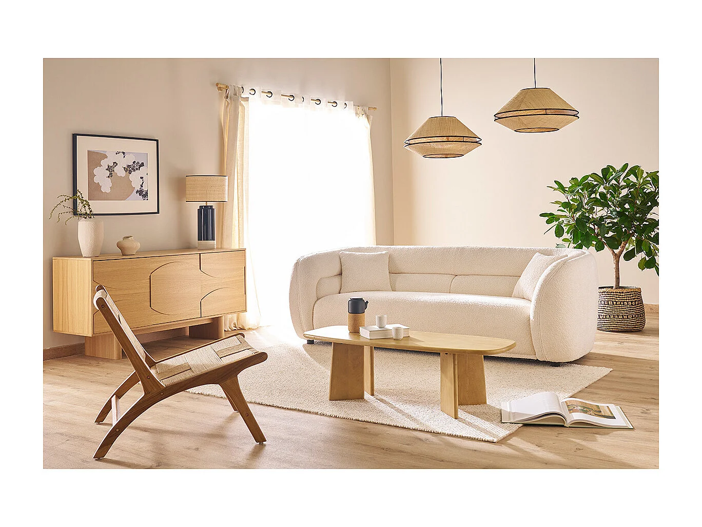 Rechteckiger Couchtisch aus massivem Mangoholz L120 cm SOTA