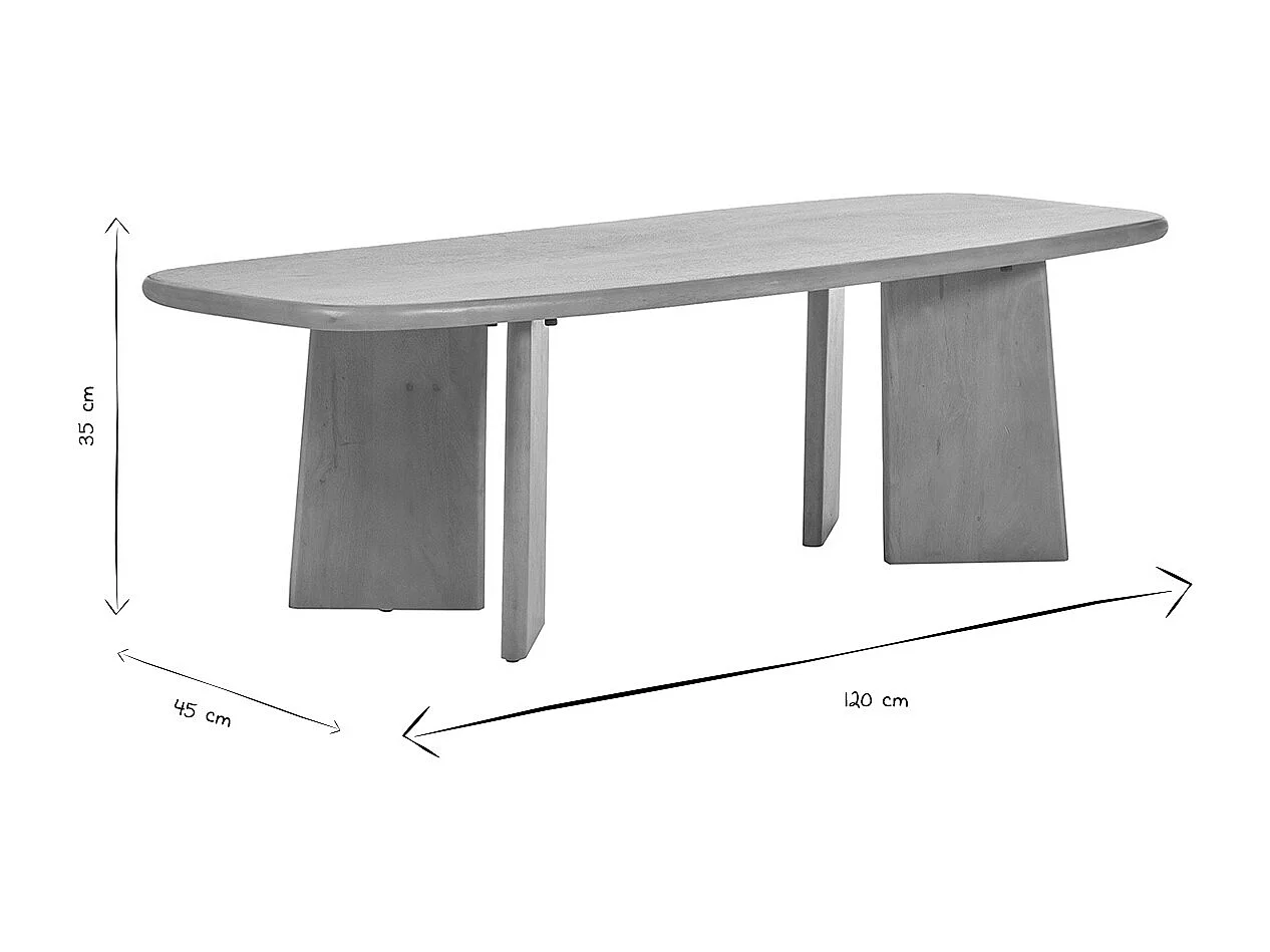 Rechteckiger Couchtisch aus massivem Mangoholz L120 cm SOTA