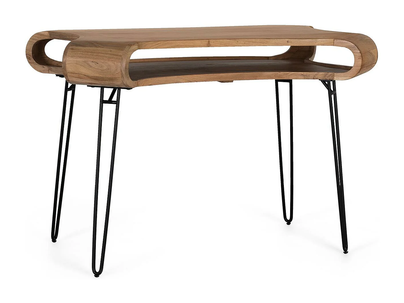 Von Hand gefertigter Schreibtisch aus Akazienholz und Metall, 120 cm