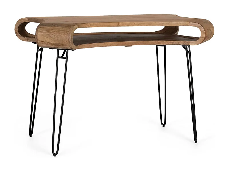 Schreibtisch aus Akazienholz und Metall von Hand 120 cm