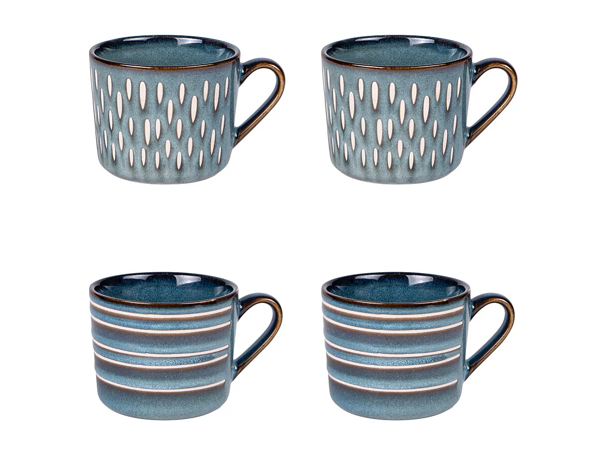 Coffret de 4 mugs Helsinki bleu 44 cl