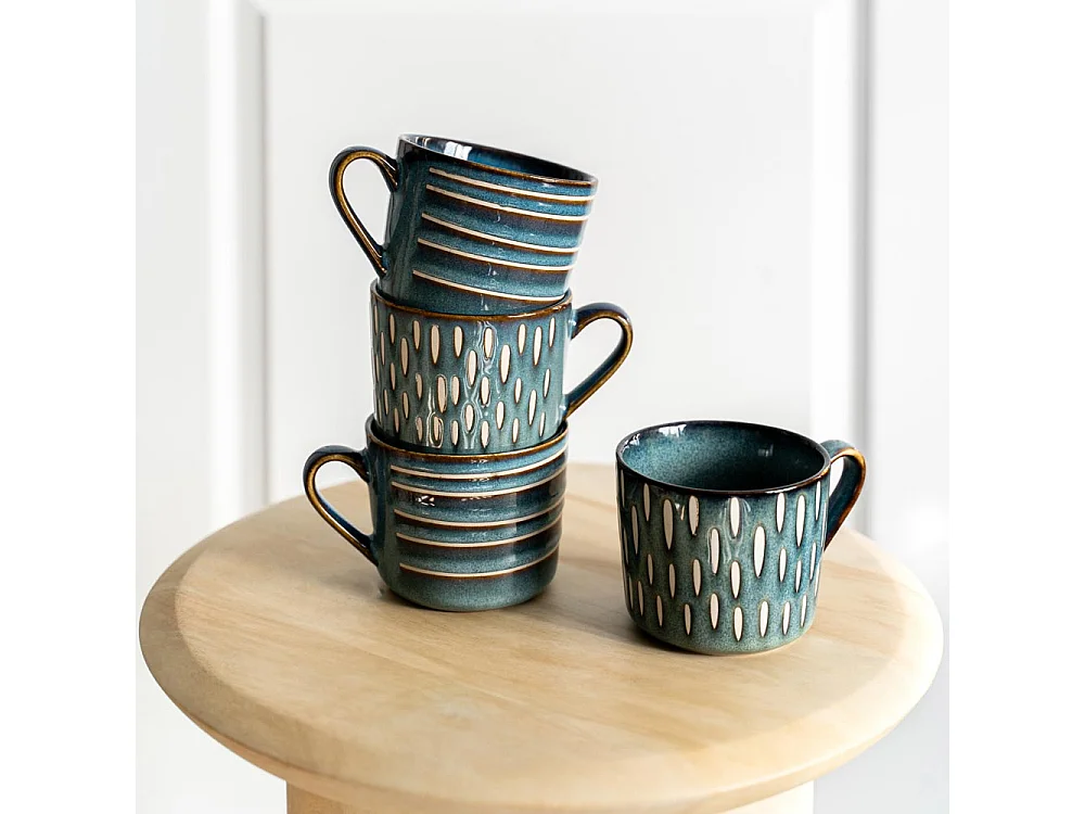 Coffret de 4 mugs Helsinki bleu 44 cl