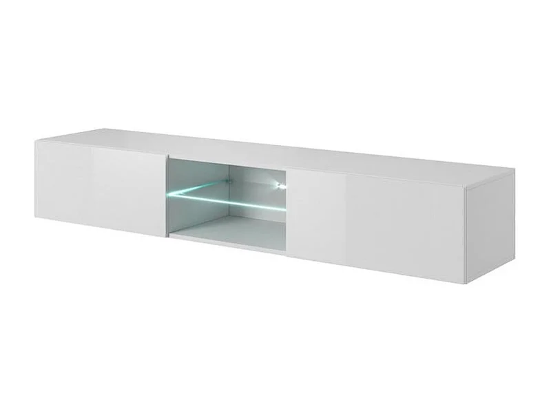 Mueble TV 180 cm blanco brillante con iluminación LED Trevise - Sin LED