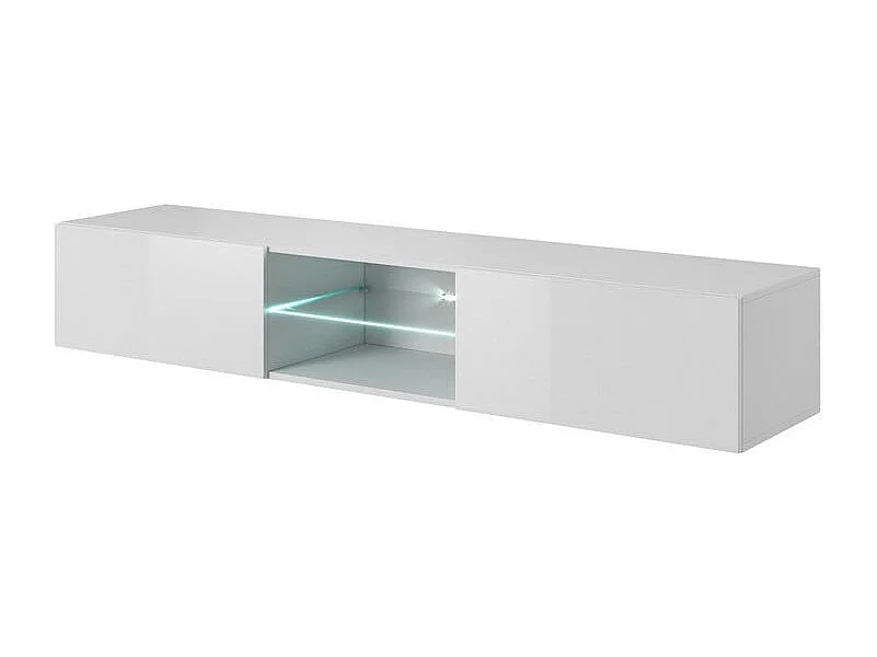 Mueble TV 180 cm blanco brillante con iluminación LED Trevise - Sin LED