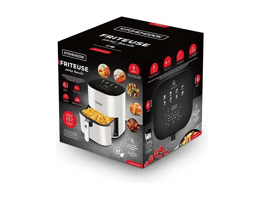 Friteuse Sans Huile De 6.5l 8 Programmes Airmed6 White De Kitchencook