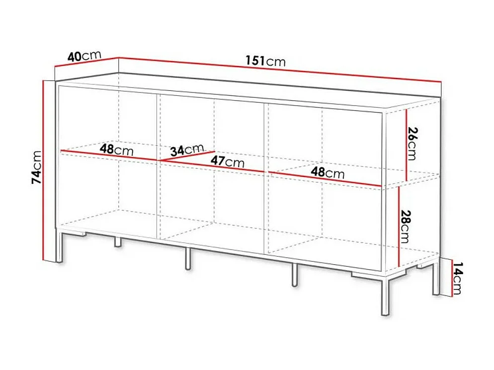 Buffet 150 cm 3 portes noir et bois Polo