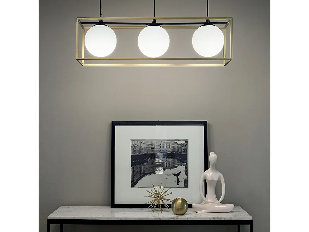 Suspension contemporaine Lingotto en métal et laiton avec 3 lumières E14