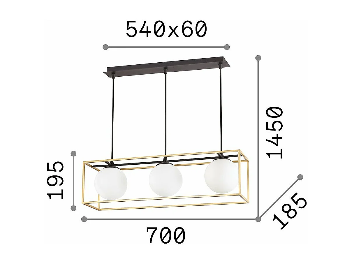 Hedendaagse Lingotto hanglamp van metaal en messing met 3 E14-lampen
