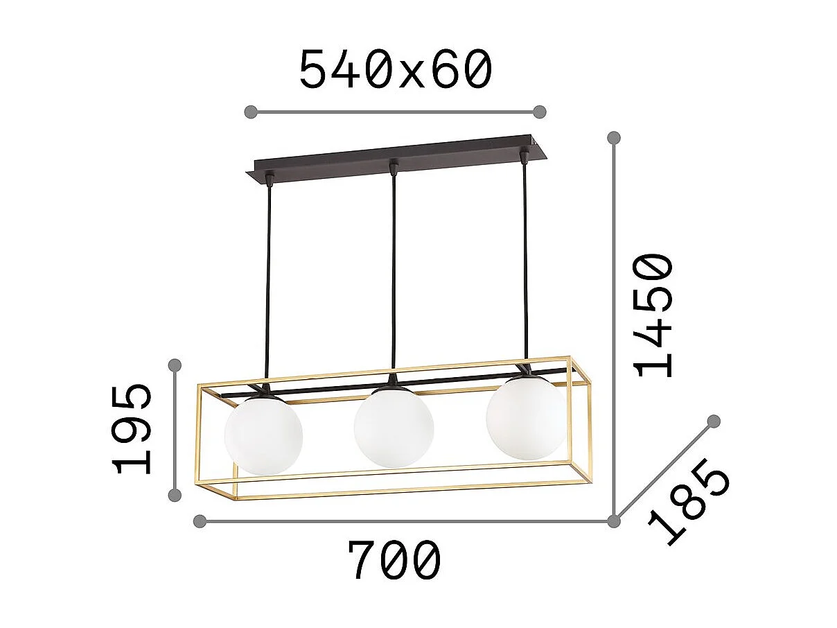 Ideal Lux Lingotto - 3 Licht Pendelleiste Licht Antik Messing
