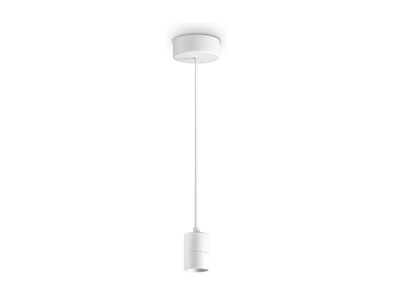 Suspension luminaire blanc en métal avec abat-jour en PVC ignifuge