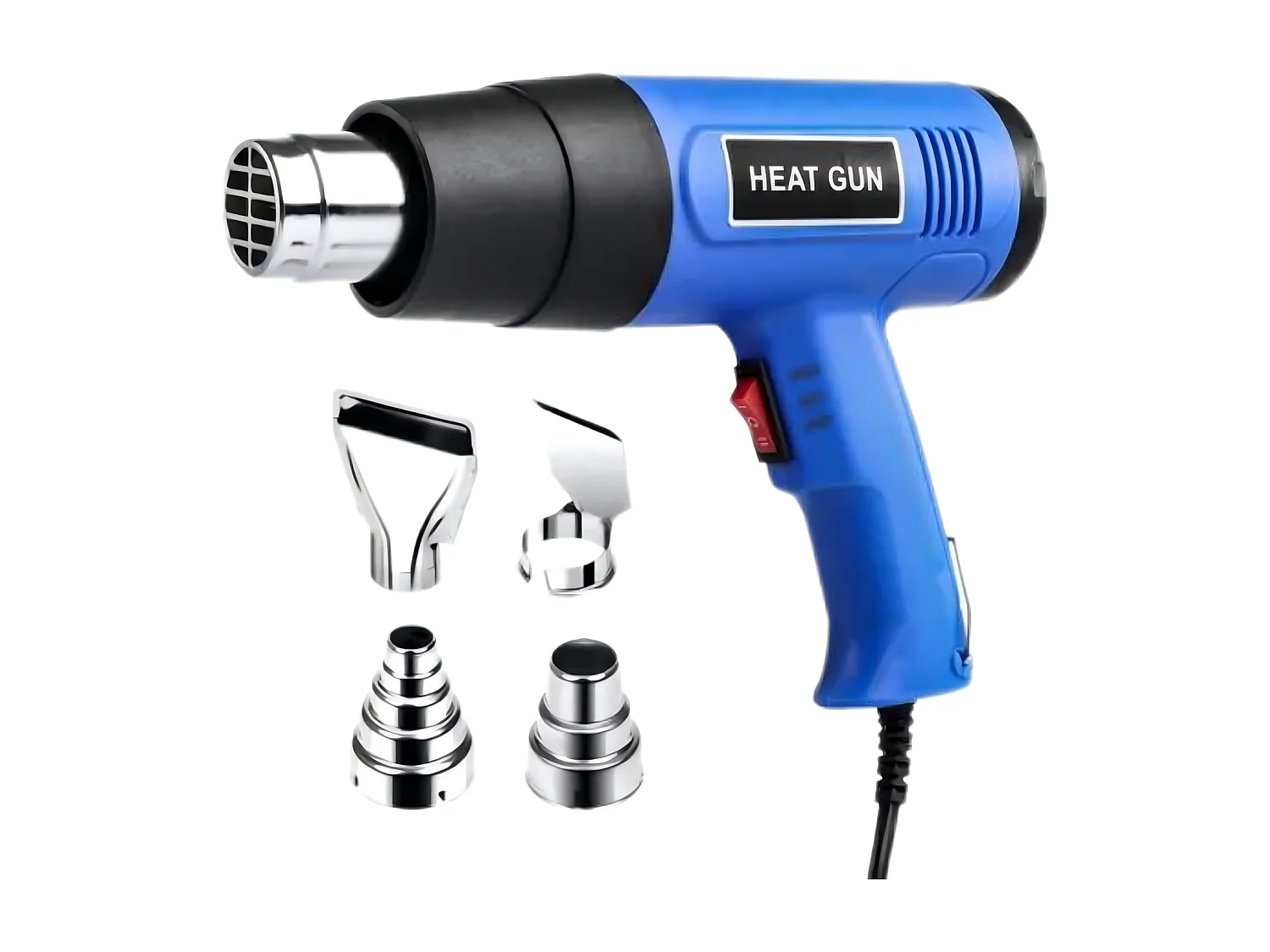 Décapeur thermique 2000W, 2 niveaux chauffage 300°C/600°C, avec 4 buses, pour au chauffage, au dégivrage et à la soudure, 24.5x17.5cm