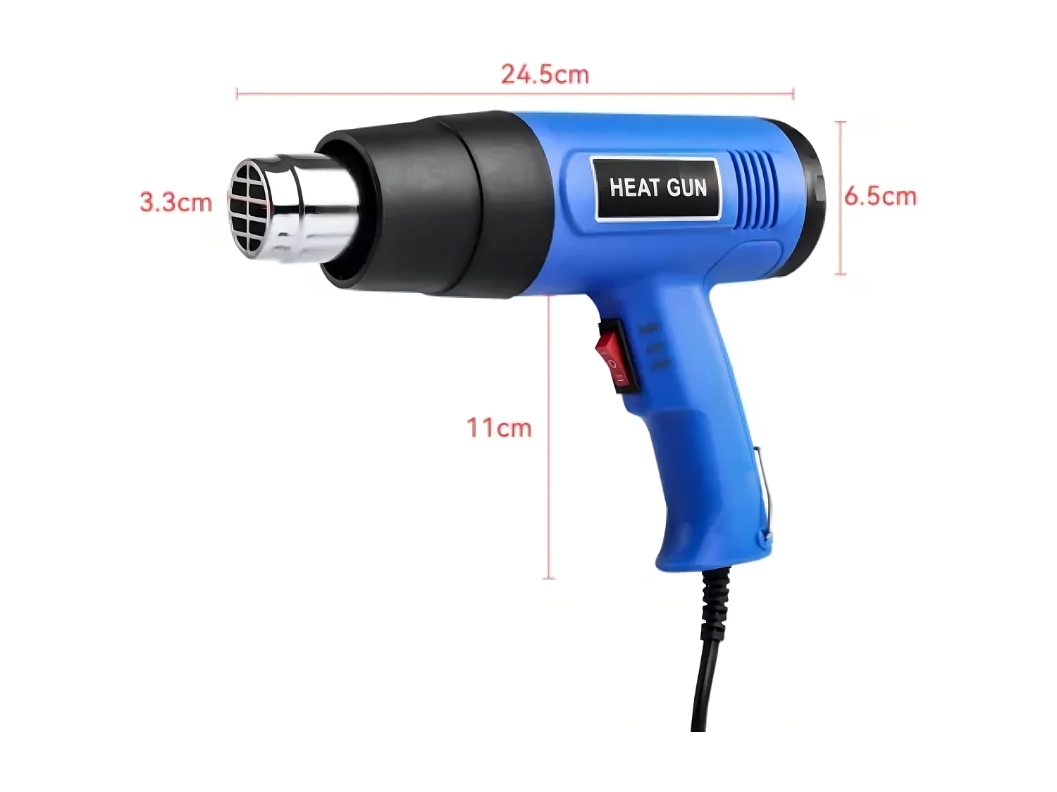 Décapeur thermique 2000W, 2 niveaux chauffage 300°C/600°C, avec 4 buses, pour au chauffage, au dégivrage et à la soudure, 24.5x17.5cm