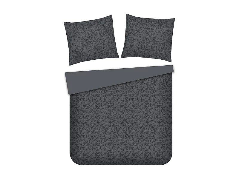 Baumwoll-Jacquard-Bettwäsche Scuba dunkelgrau 160 x 200