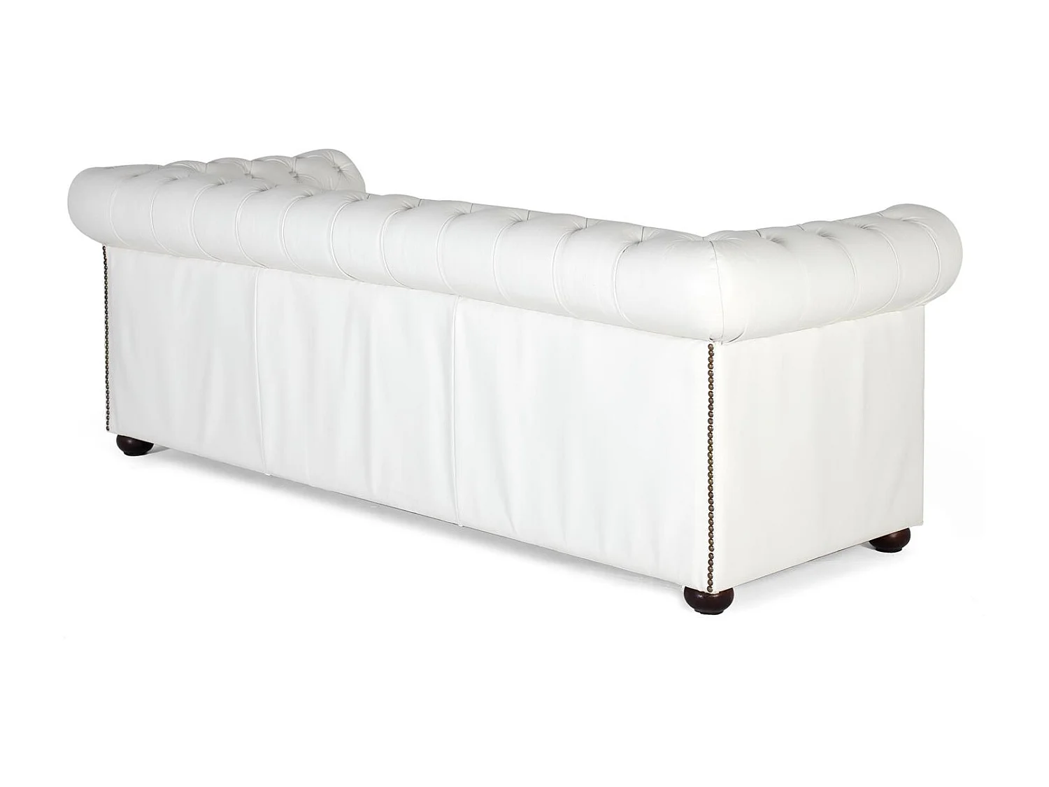 Canapé Chester trois places recouvert de cuir naturel blanc