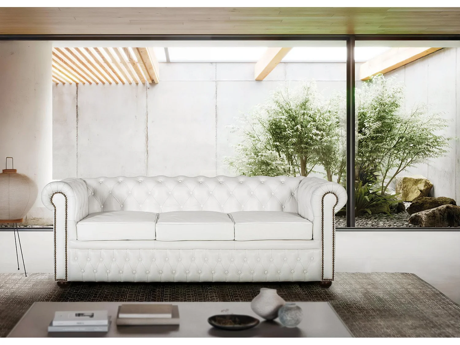 Sofá de Cuero - Piel 200 Cm Estilo Chester-72x200x85