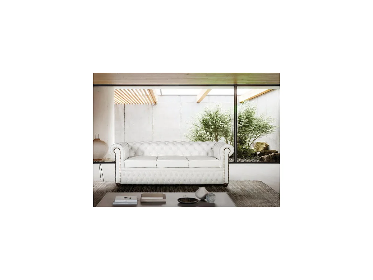 Ledersofa - 200 cm, Chester-Stil - 72 x 200 x 85 cm