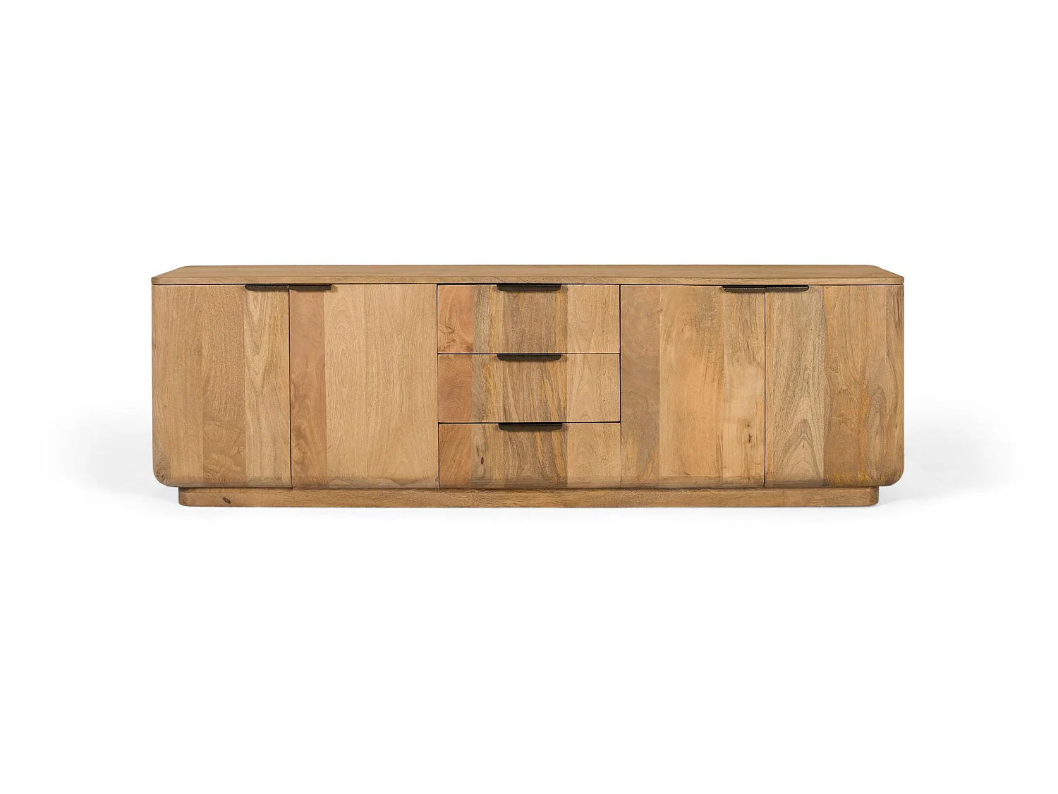 Mueble tv madera de mango en color natural con esquinas redondeadas