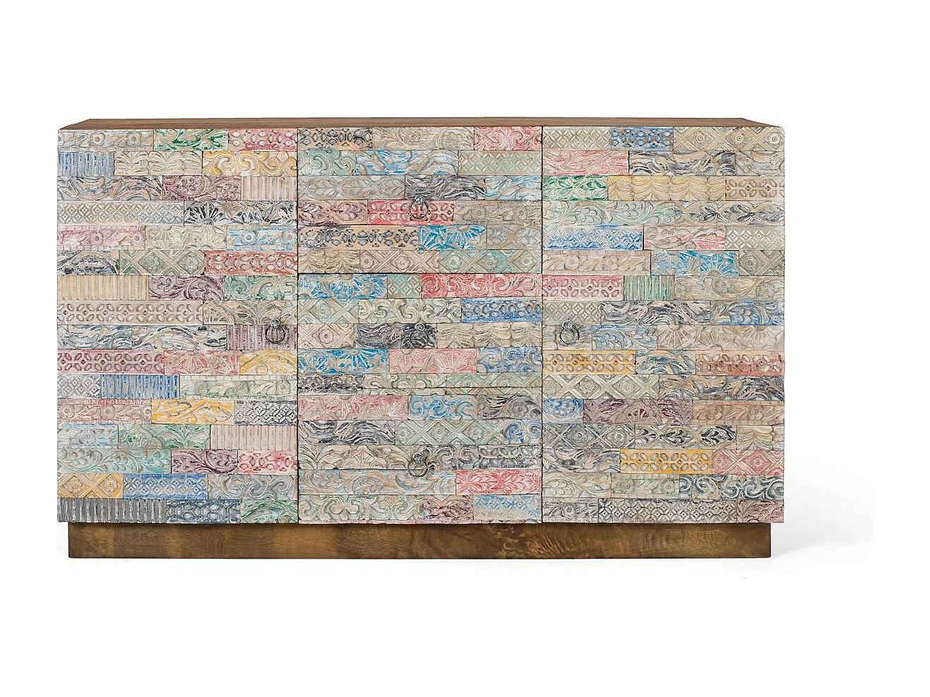 Buffet en bois massif avec deux portes et trois tiroirs