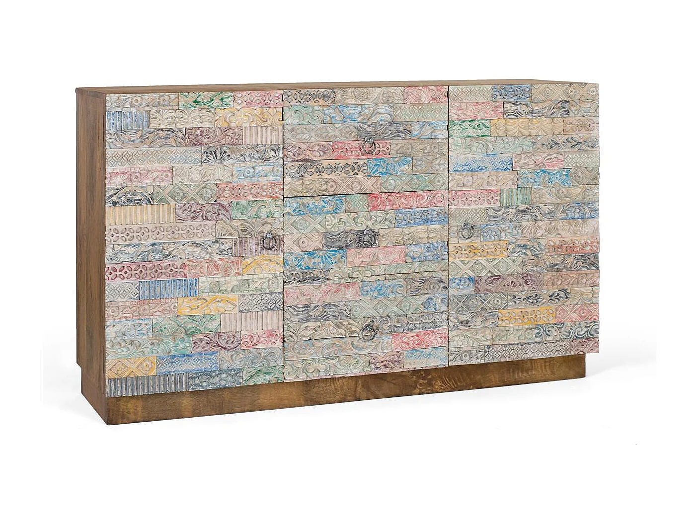 Buffet en bois massif avec deux portes et trois tiroirs