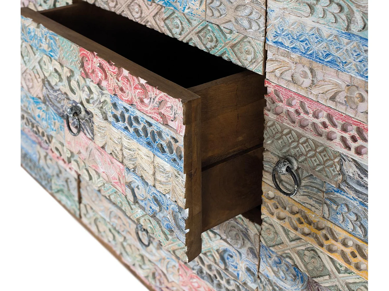 Buffet en bois massif avec deux portes et trois tiroirs