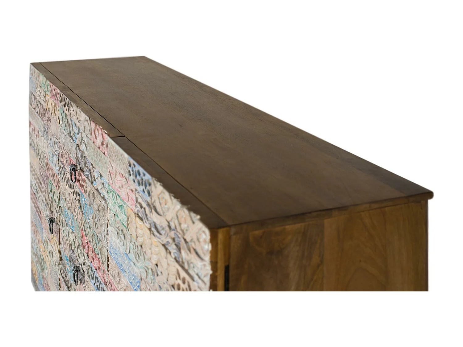 Buffet en bois massif avec deux portes et trois tiroirs