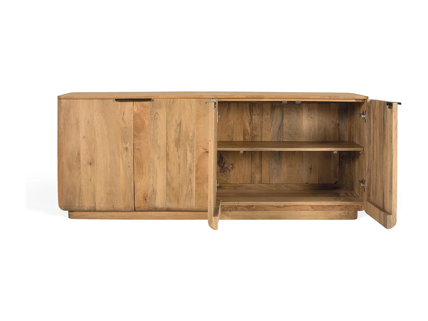 Sideboard aus Mangoholz mit abgerundeten Ecken