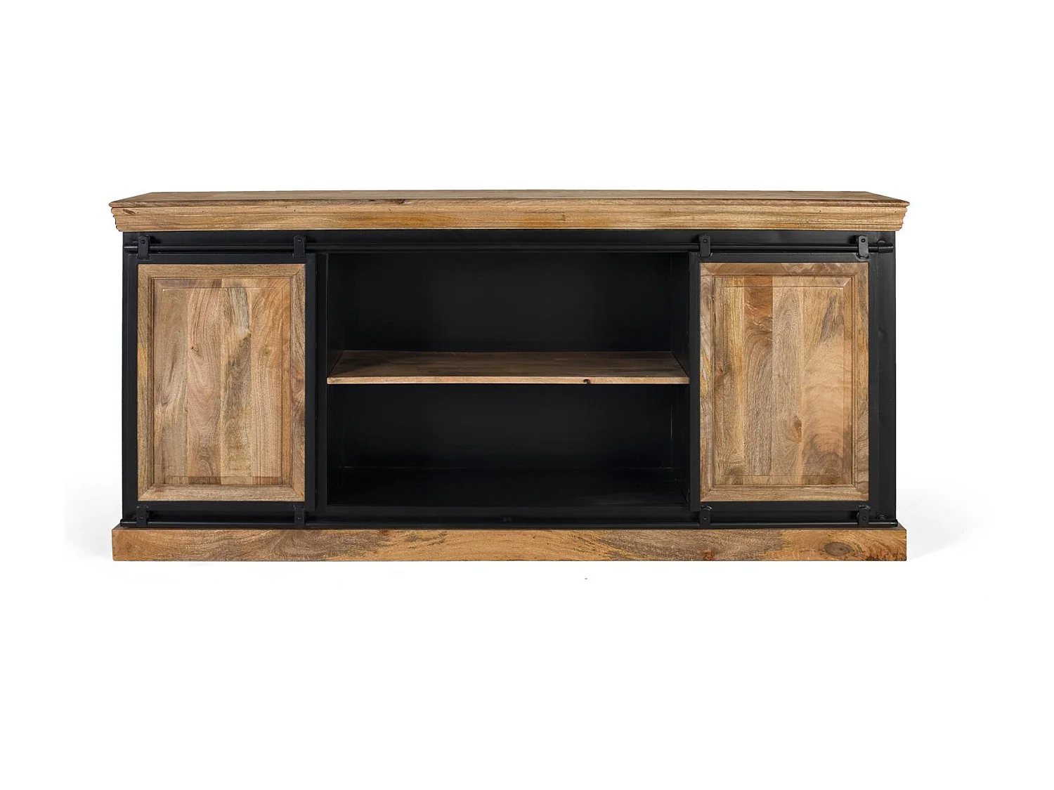 Buffet de style industriel réalisé à la main en bois de manguier 2m