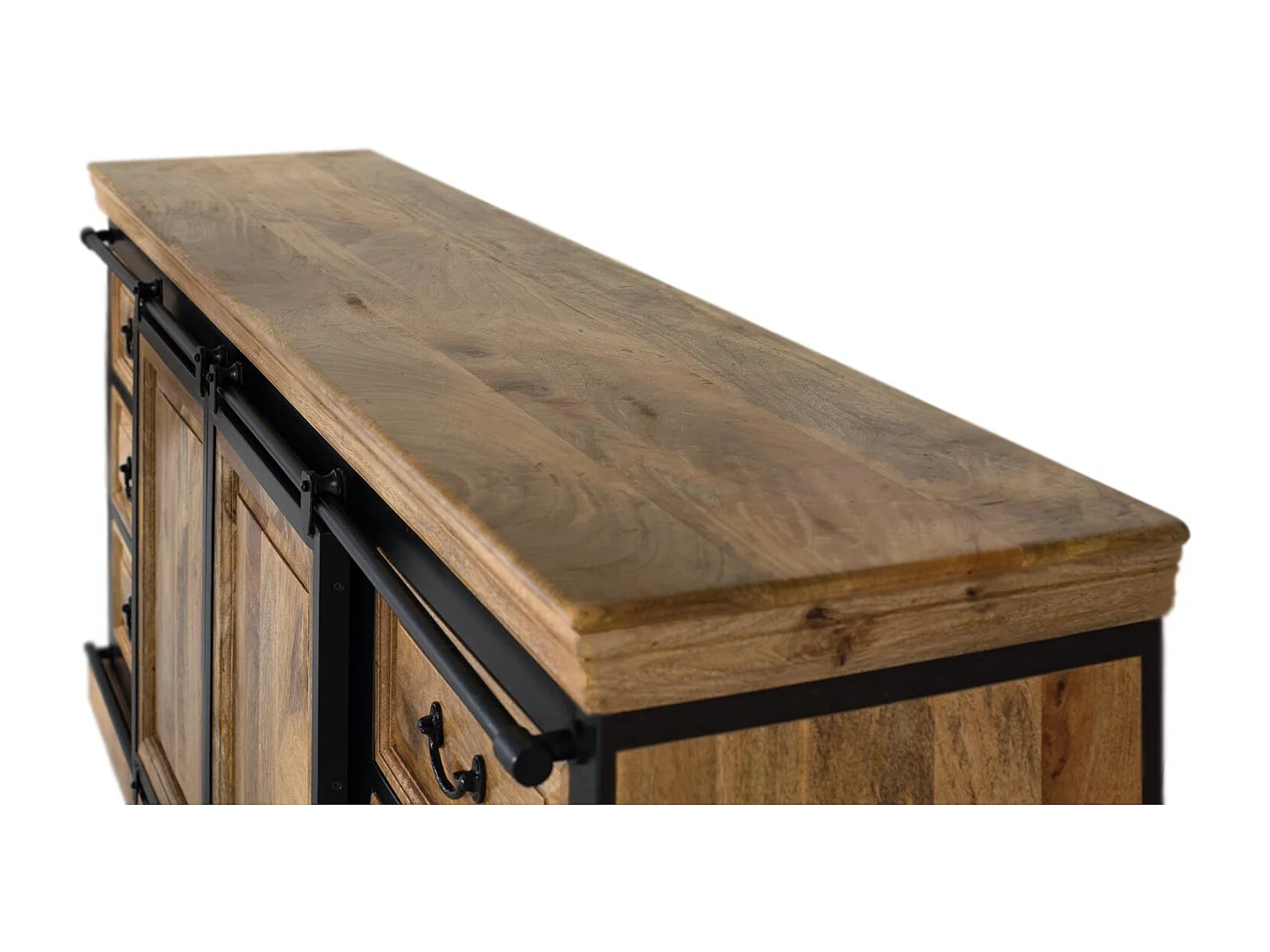 Buffet de style industriel réalisé à la main en bois de manguier 2m